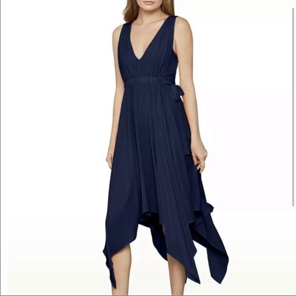 BCBG NWOT Handkerchief Hem Mid Dress Dark Navy